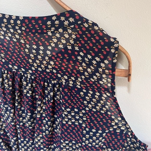 ModCloth ~ new ~ Sleeveless Retro Pleated Chiffon Fruit Floral Dress size 2X - Picture 8 of 16